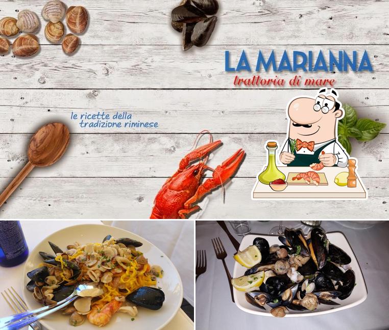 Kostet diverse Meeresfrüchte, die von La Marianna angeboten werden