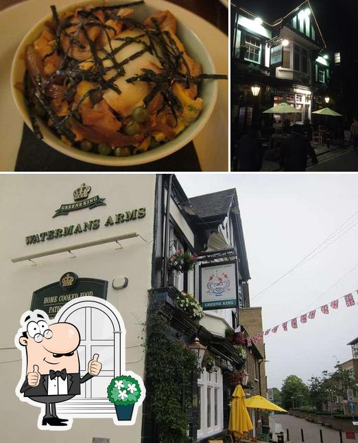 Check out the picture depicting exterior and food at The Watermans Arms