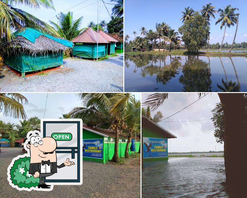 Enjoy the view at the outside area of Garudagari Toddy Shop,Kuttanad