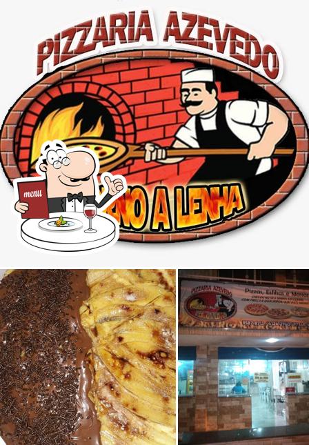 Entre diversos coisas, comida e interior podem ser encontrados no Pizzaria Azevedo