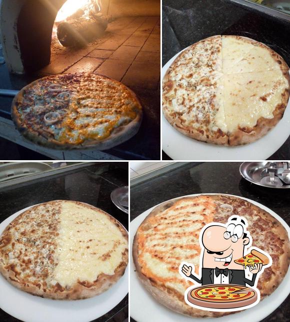 Escolha pizza no Pizzaria Di Roma