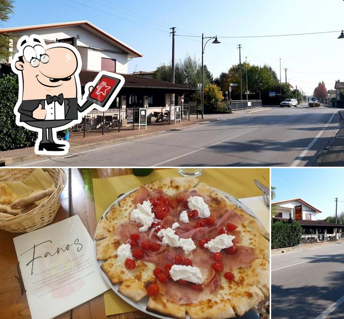 Parmi les différentes choses de la extérieur et la pizza, une personne peut trouver sur Fanos Trattoria Pizzeria Bar