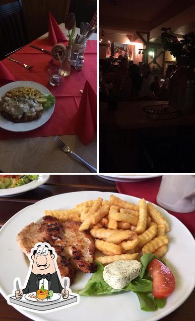 Voici la photo indiquant la nourriture et table à manger sur Elkes Bierstadl Nuremberg