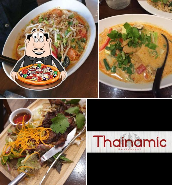Get pizza at Thainamic Restaurant