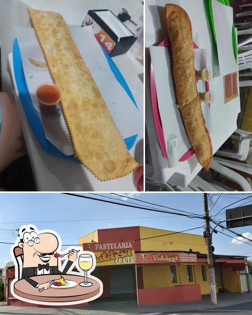 Esta é a imagem ilustrando comida e exterior no Pastelicia Mogi Mirim