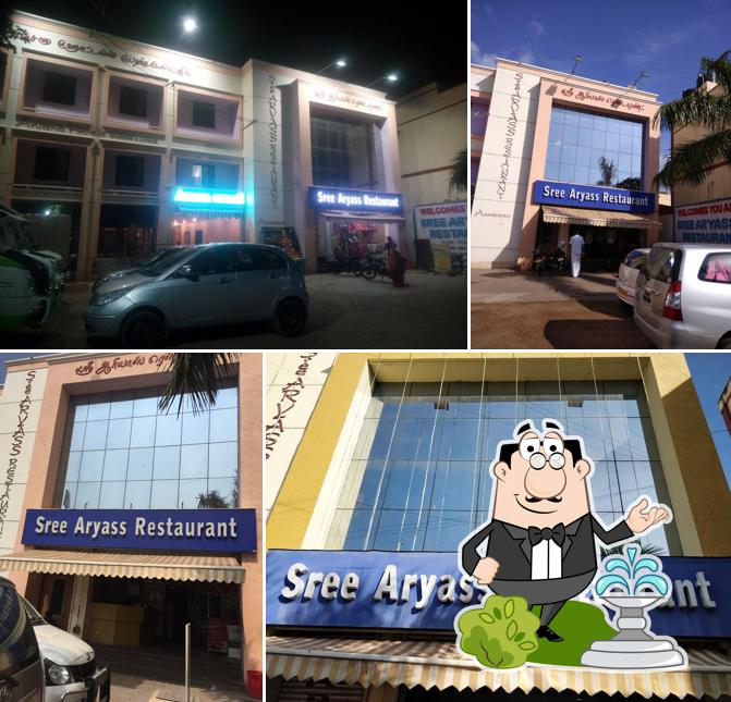 The exterior of Sree Aryass Restaurant
