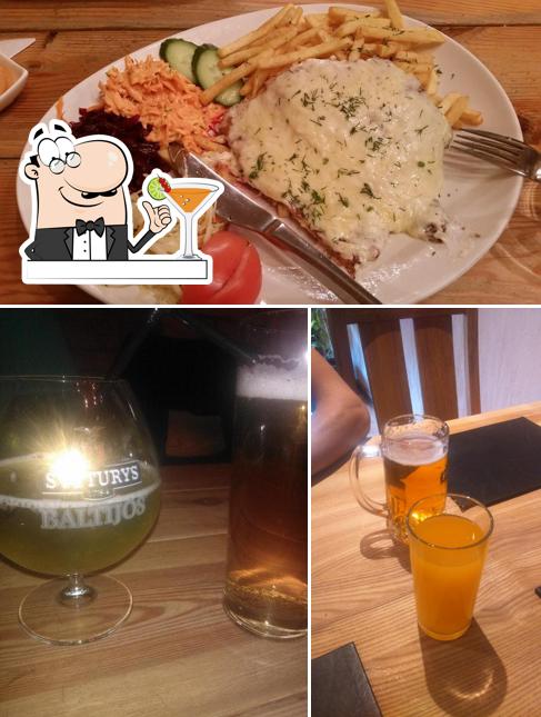 This is the image depicting drink and food at Kaimas Lithuanian Restaurant