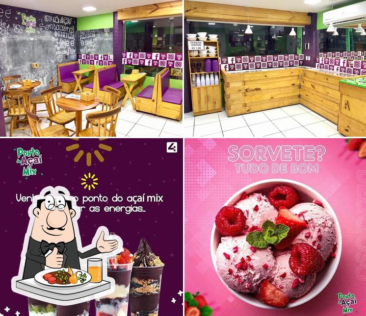 Entre diferentes coisas, comida e interior podem ser encontrados no Ponto do açaí mix Jóquei clube