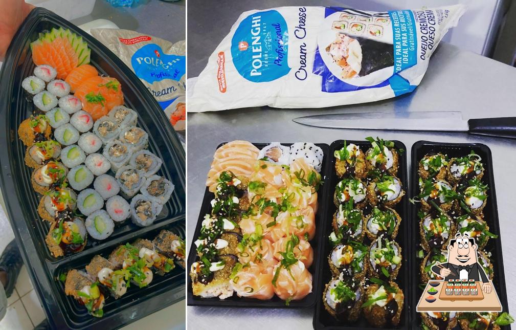 Rolos de sushi são servidos no Japacheco - Restaurante de comida japonesa Mauá