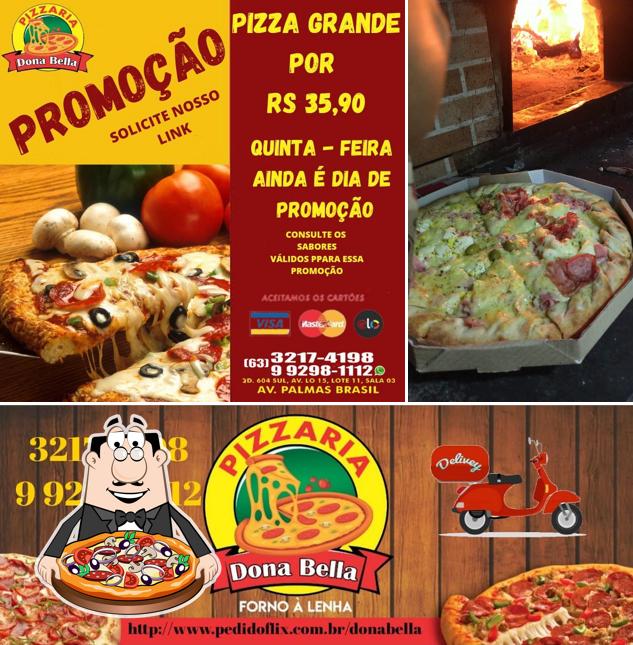 No Pizzaria Dona Bella, você pode conseguir pizza