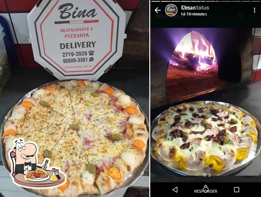 No Restaurante e Pizzaria da Bina, você pode degustar pizza