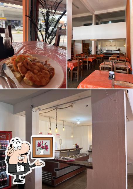 Confira a foto ilustrando interior e comida a Restaurante Vó Lia