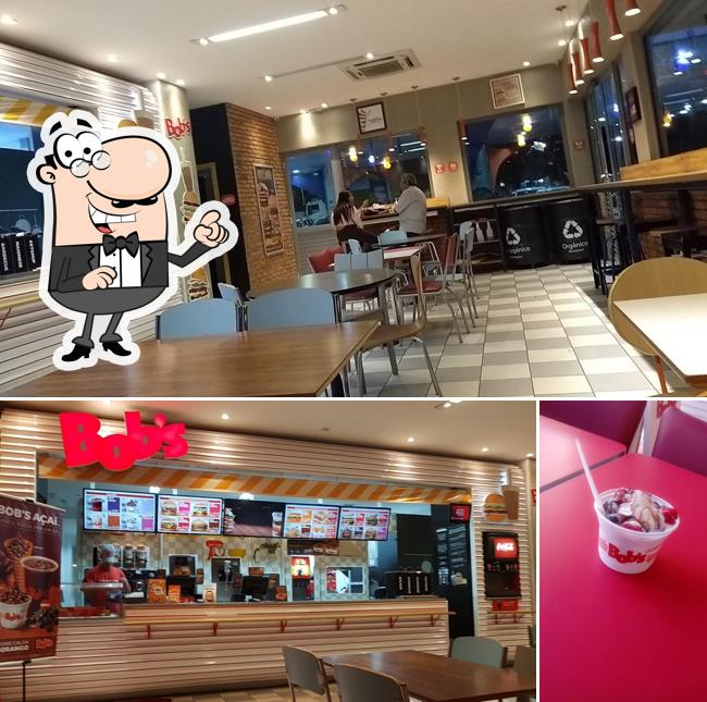 A imagem da interior e comida no Bob's Burger - Drive Guará