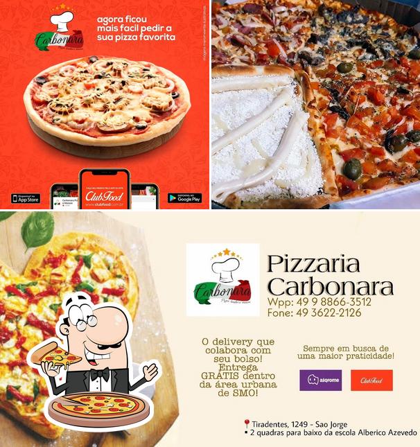 Experimente pizza no Pizzaria Carbonara