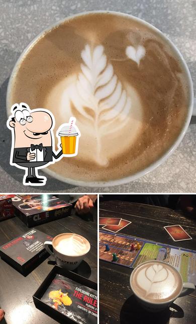 Enjoy a drink at Hexagon Board Game Cafe