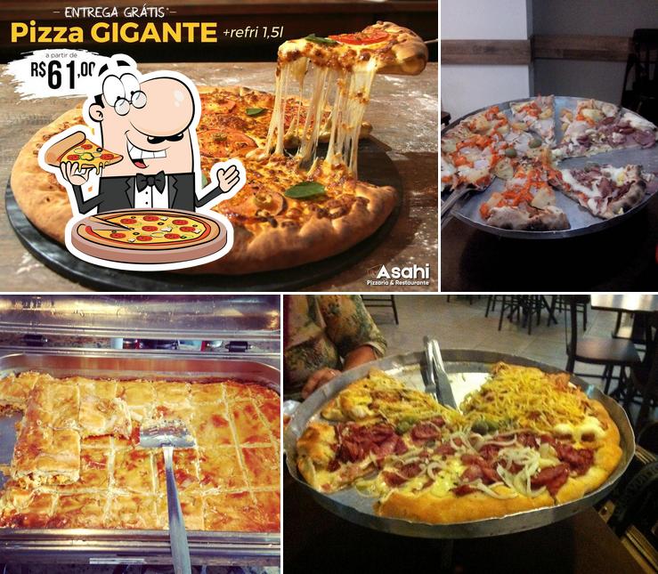 Consiga pizza no Asahi Restaurante e Pizzaria