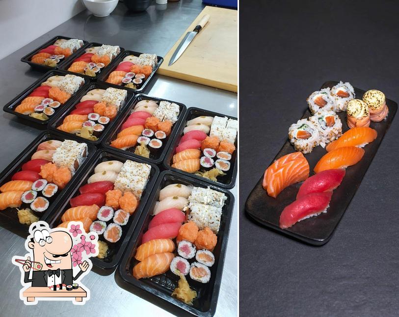 Presenteie-se com sushi no Restaurante Suzushi Bar Japonês Ramen Yakitori Gyudon Unagi don Sushi tradicional