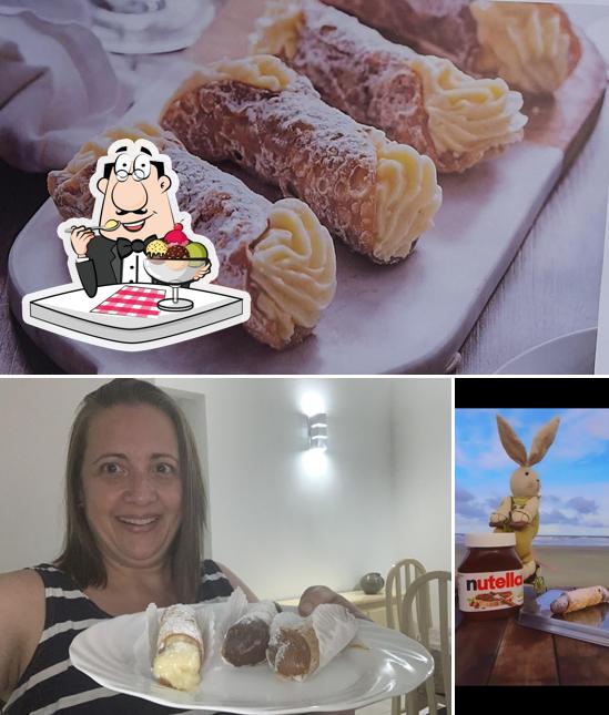 Cannoli na praia Italian Food serve uma variedade de sobremesas