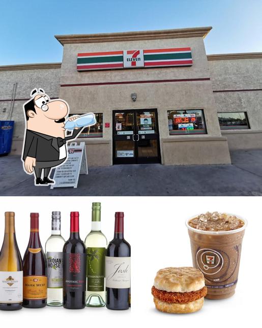 Among different things one can find drink and exterior at 7-Eleven