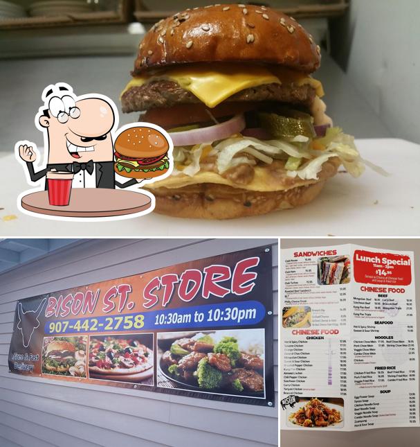 Get a burger at Bison Store & Restaurant