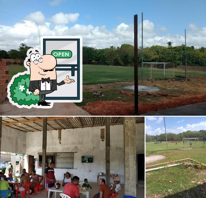 A ilustração da exterior e interior no Campo do Ivo ( campo de Futebol e Bar)