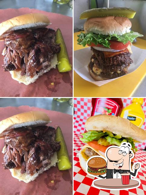 Order a burger at Fatbacks Smokehouse
