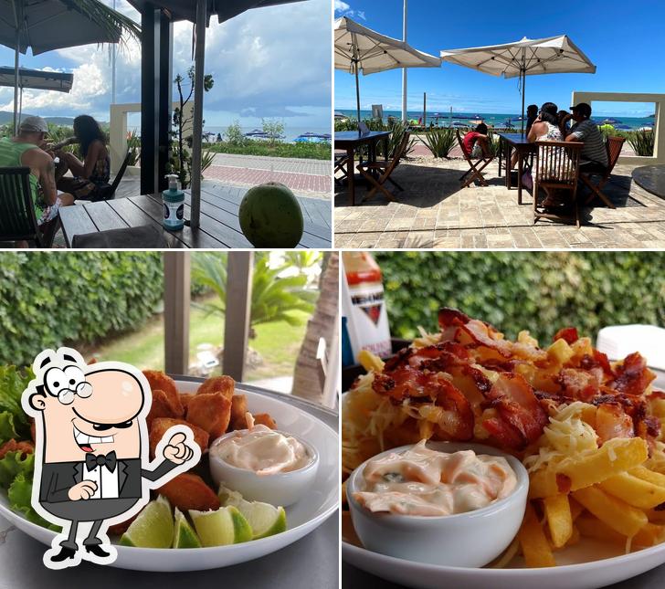 Entre diferentes coisas, exterior e comida podem ser encontrados no Garateia Praia Bar