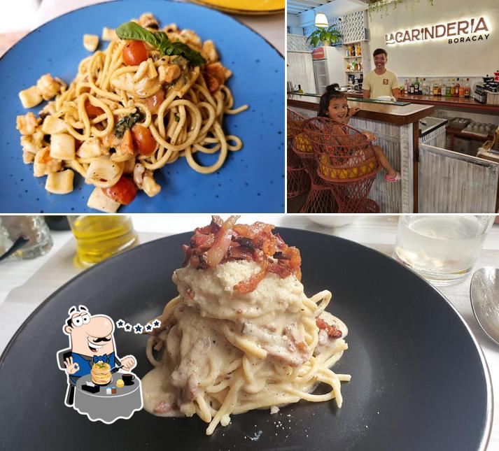 Take a look at the photo showing food and interior at La Carinderia Boracay