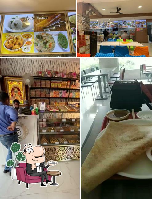 The restaurant's interior and food