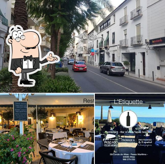 Observa las fotos que muestran interior y exterior en Restaurante L'ėtiquette