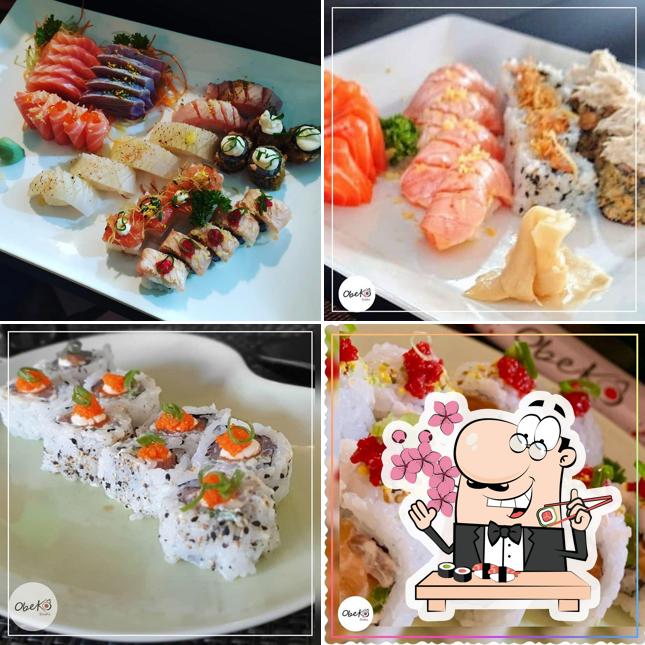 Rolos de sushi são disponibilizados no Restaurante Japonês - OBEKO SUSHI