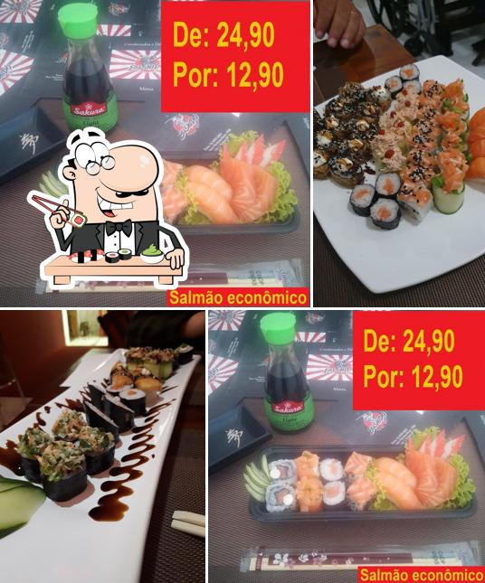 Rolos de sushi são disponibilizados no Bushidô Sushi Dojo