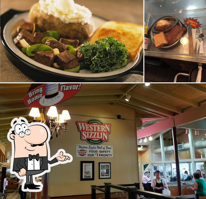The picture of interior and food at Western Sizzlin Steakhouse