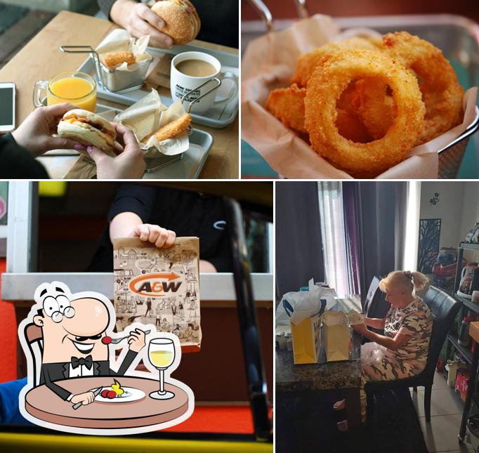 Voici l’image indiquant la nourriture et intérieur sur A&W Restaurants