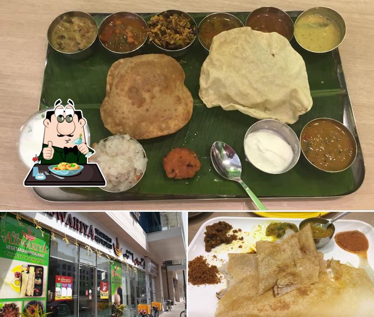 This is the picture showing food and exterior at Sri Aiswariya Vegetarian Restaurant