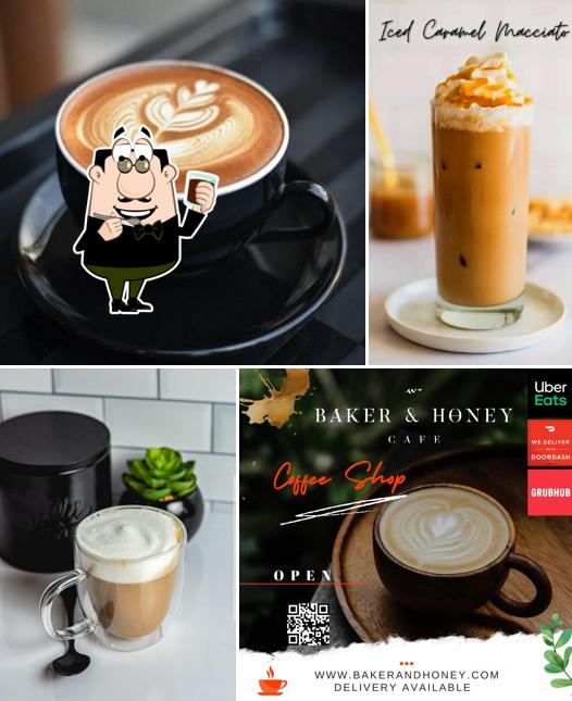 Enjoy a beverage at Baker and Honey Cafe