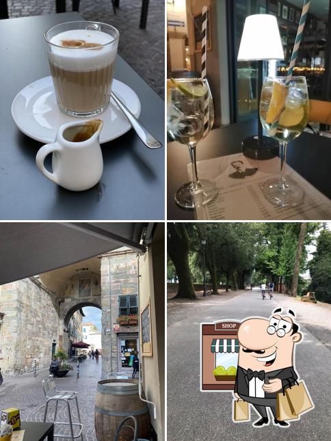 The image of Caffè Puccini’s exterior and drink