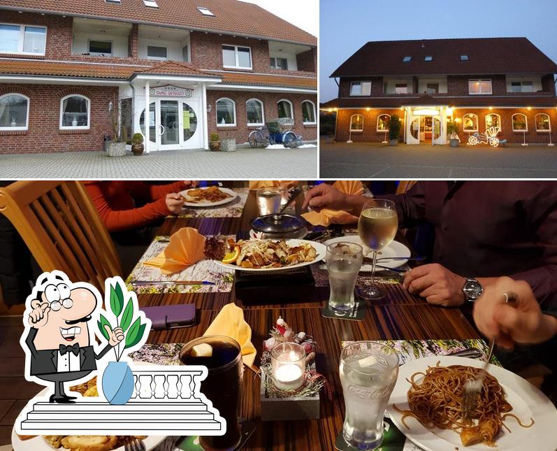 This is the image showing exterior and food at Chinesisches Restaurant - Tang Dynasty - Gifhorn