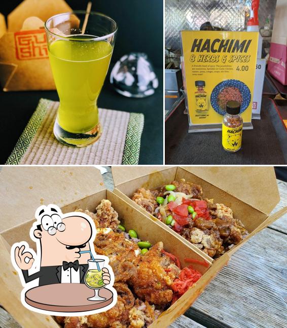 The photo of drink and food at Gushi Japanese Street Food (Gerrard E x Parliament)