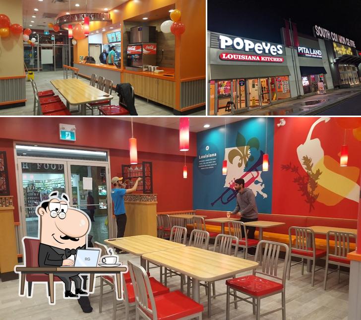 Parmi les diverses choses de la intérieur et la extérieur, une personne peut trouver sur Popeyes Louisiana Kitchen