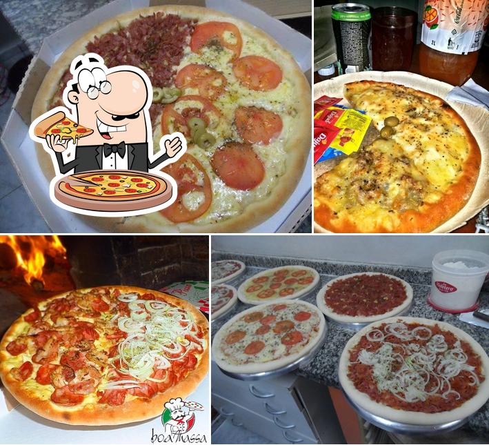 Experimente pizza no Pizzaria Boa Massa