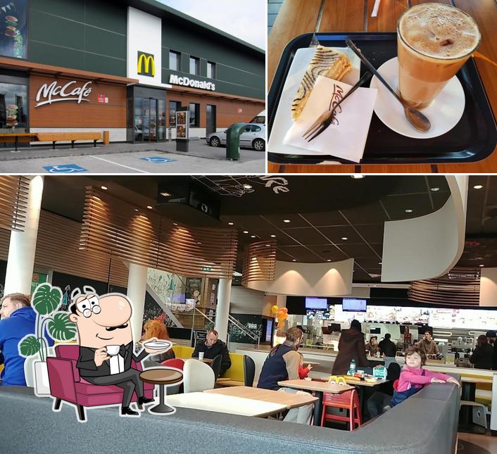 The photo of McDonald's Traun’s interior and beverage