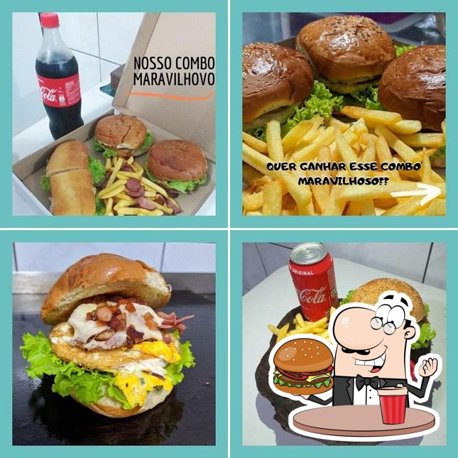 Consiga um hambúrguer no Petiscos E Lanches Da Bel