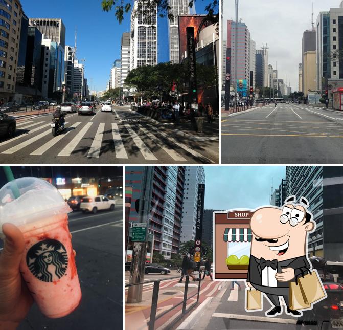 Desfrute da vista do exterior Starbucks