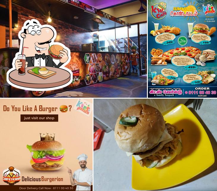 Order a burger at Kidss World / KW Cafe