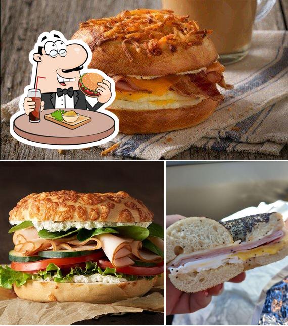 Order a burger at Einstein Bros. Bagels