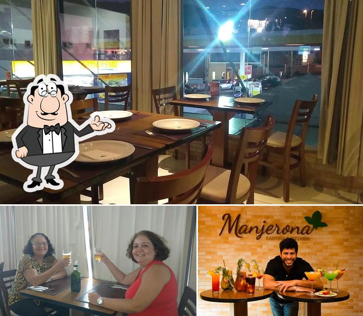 Entre la variedad de cosas que hay en Manjerona Cantina e Pizzaria también tienes interior y barra de bar