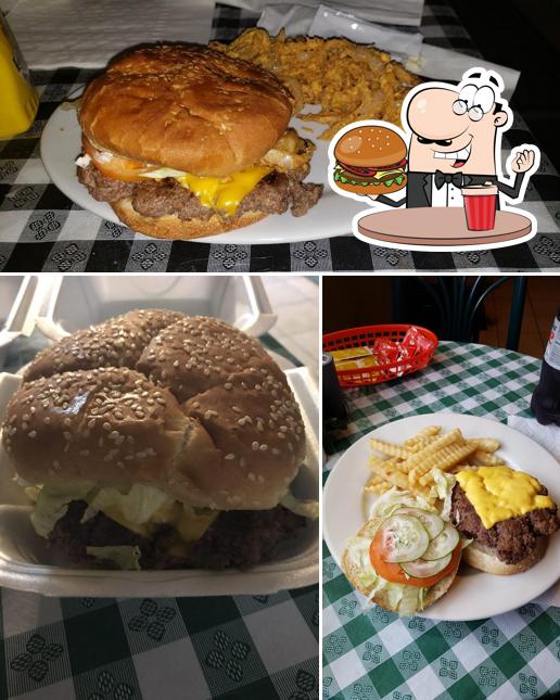 Try out a burger at H & R Sweet Shop