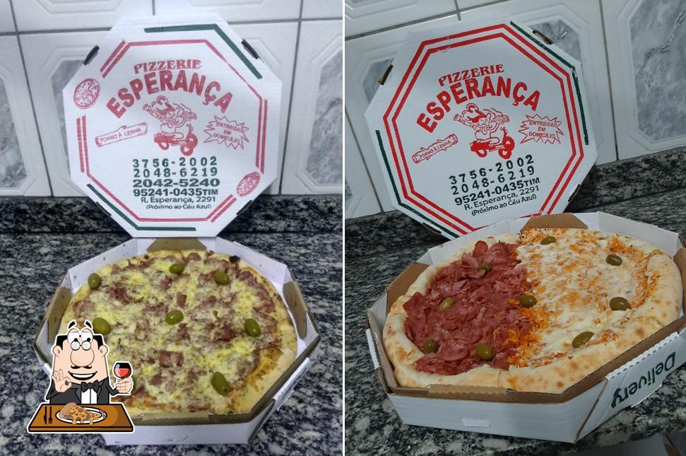 No Pizzaria Esperança A.E Carvalho, você pode degustar pizza