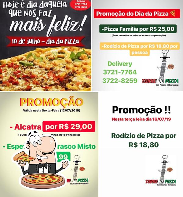 Escolha pizza no Torre de Pizza